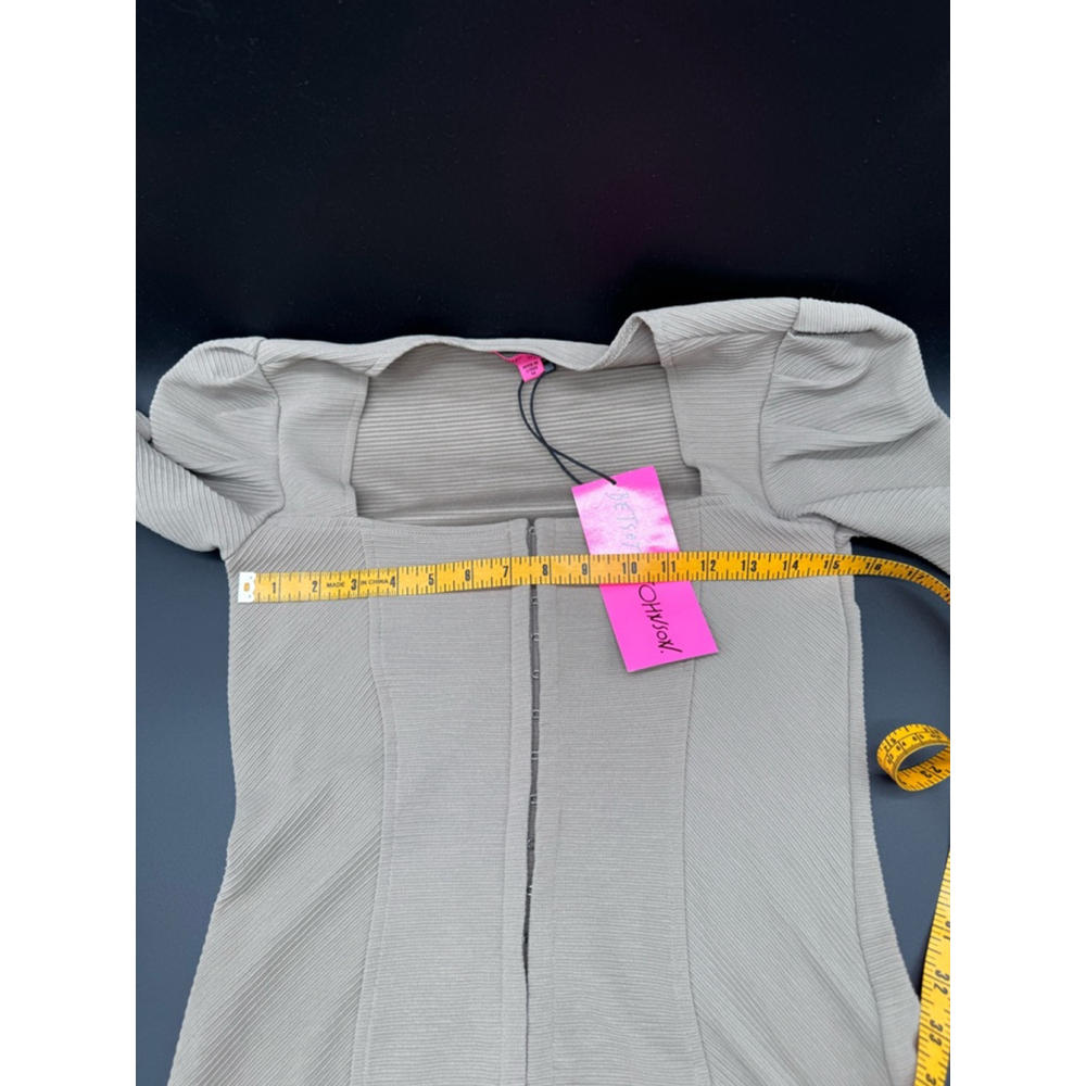 BETSEY JOHNSON Ribbed Dress Size M Beige Long Sleeve - Picture 7 of 8